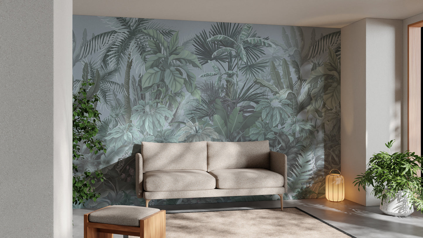 Green Tropical Leaf Forest Wallpaper Mural