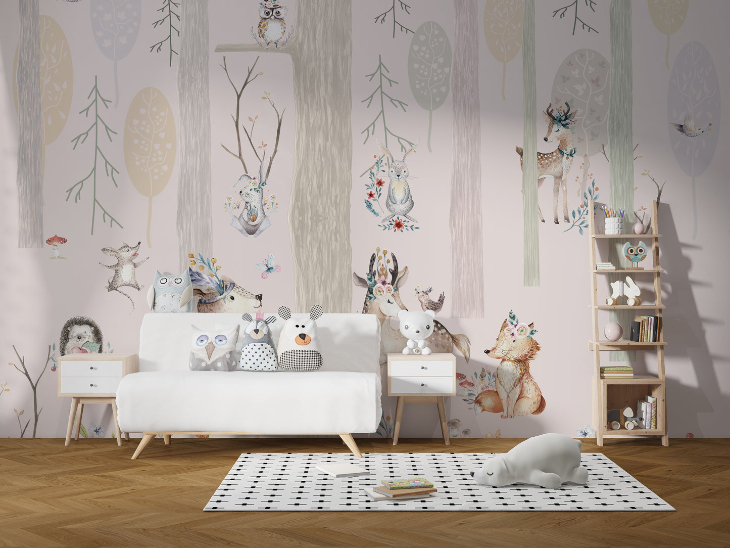 Kids room wallpaper with magical forest vibes
