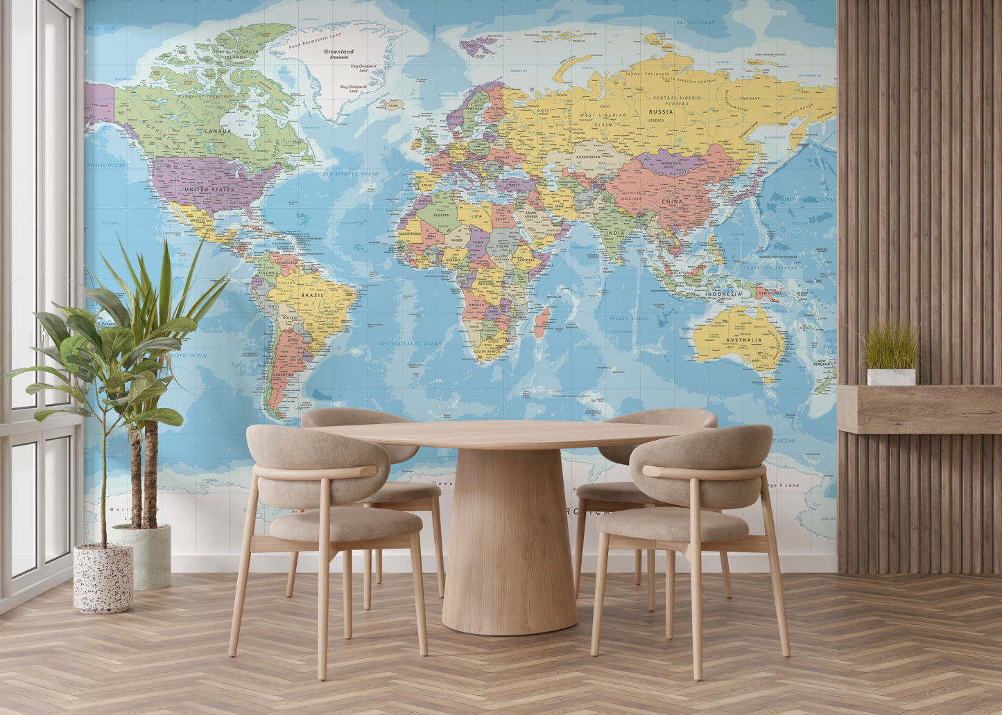 Blue World Map Wallpaper Mural