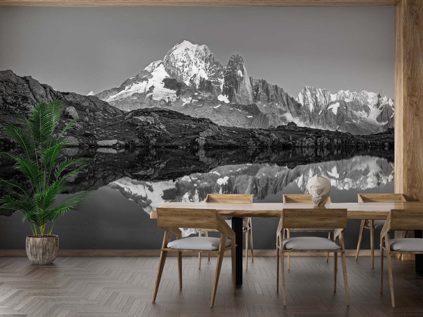 Black and White Landscape Mountain Mural Wallpaper