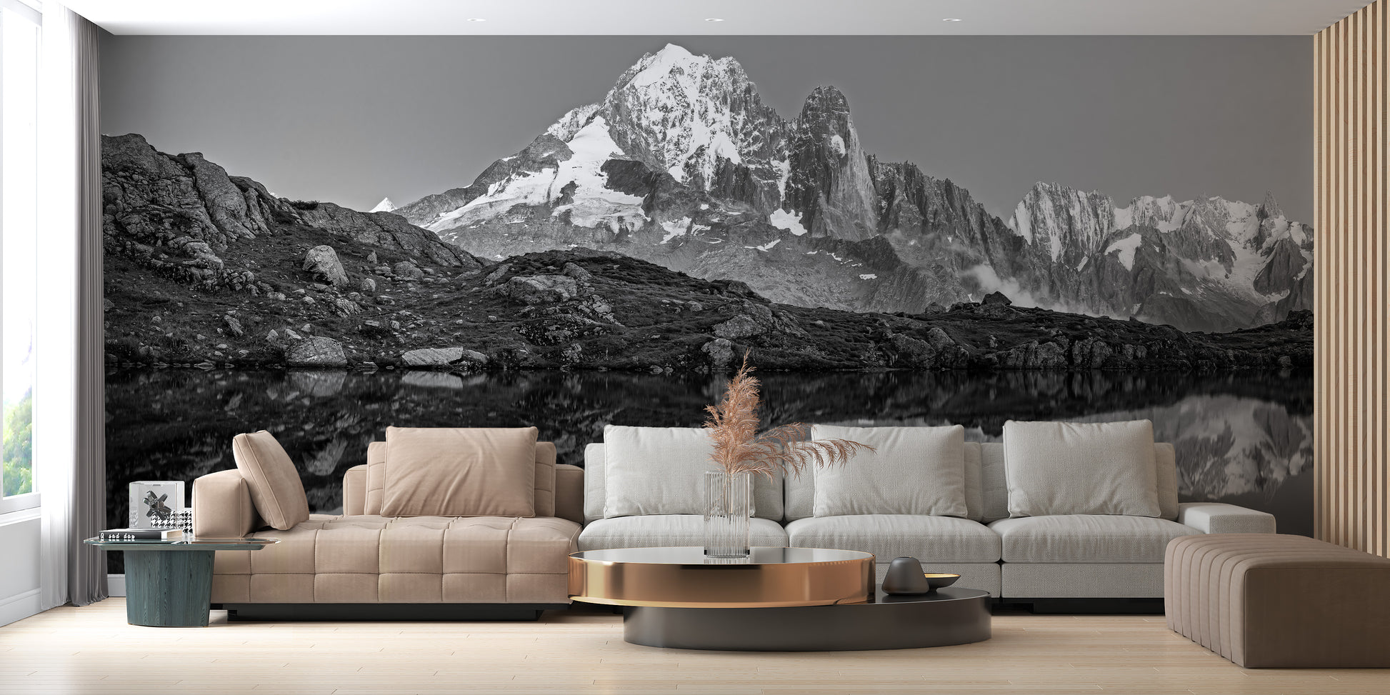 Black and White Landscape Mountain Peel and Stick Wallpaper