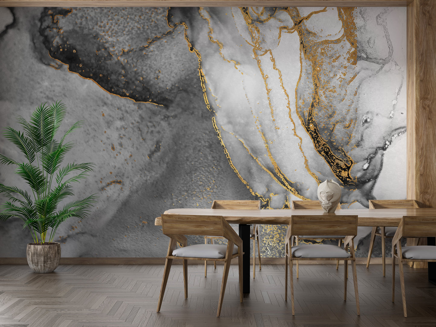 Black Gold Alcoholic Ink wallpaper mural