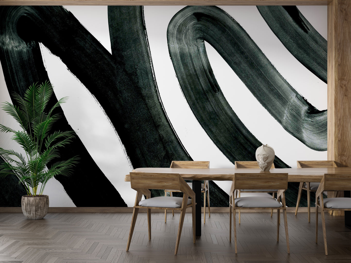 Black Brush Stroke Wallpaper Mural