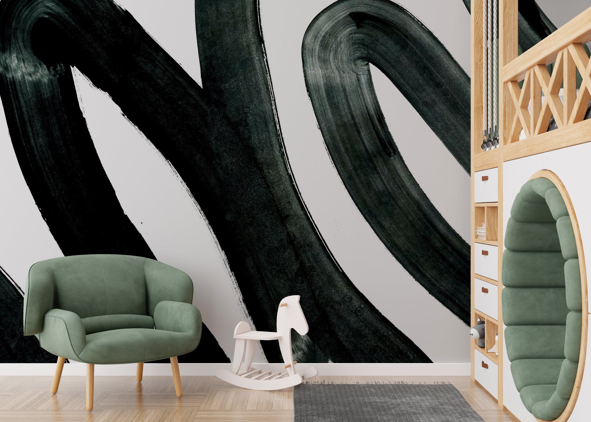 Black Brush Stroke mural wallpaper