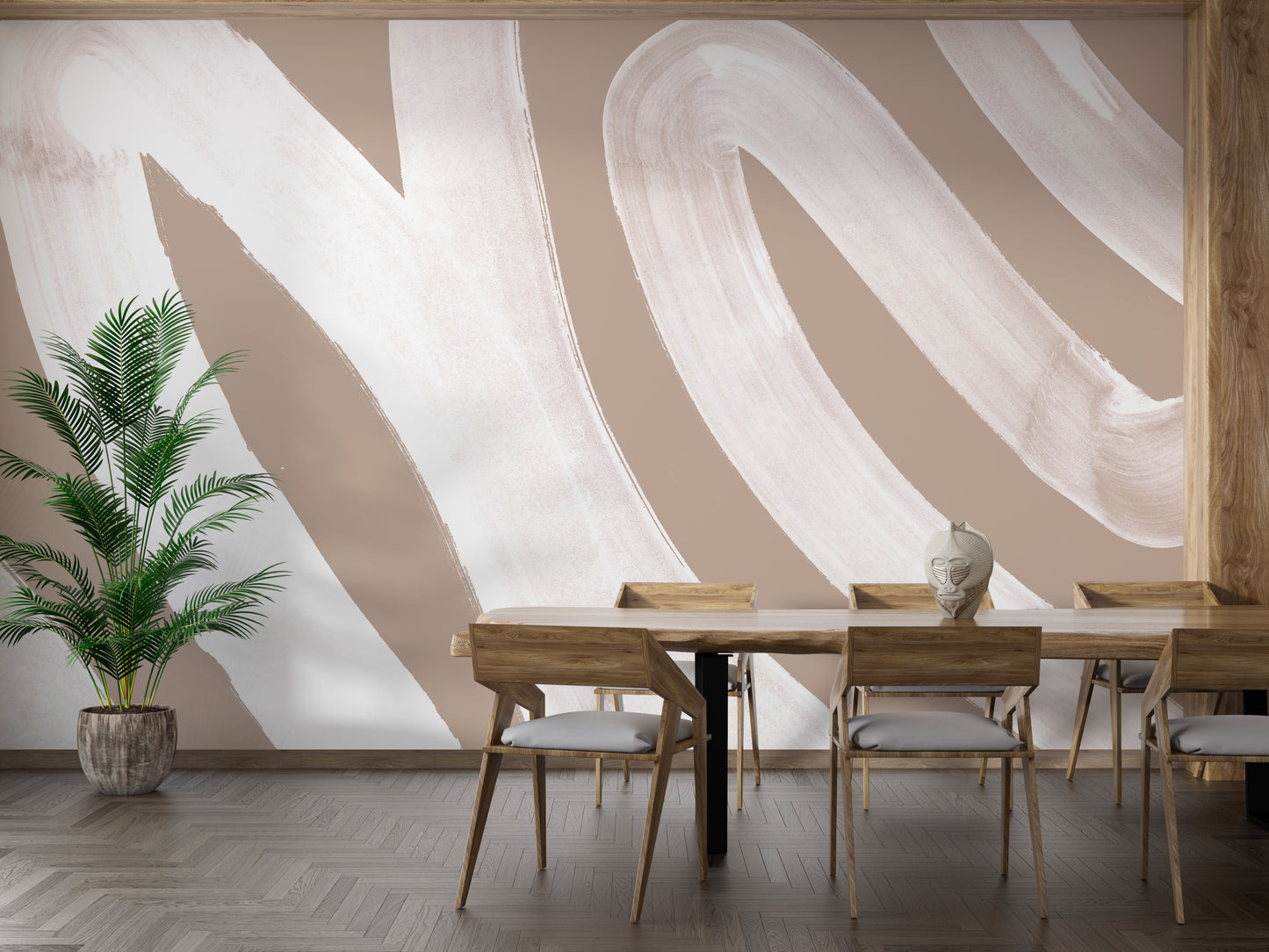 White Brush Stroke mural wallpaper