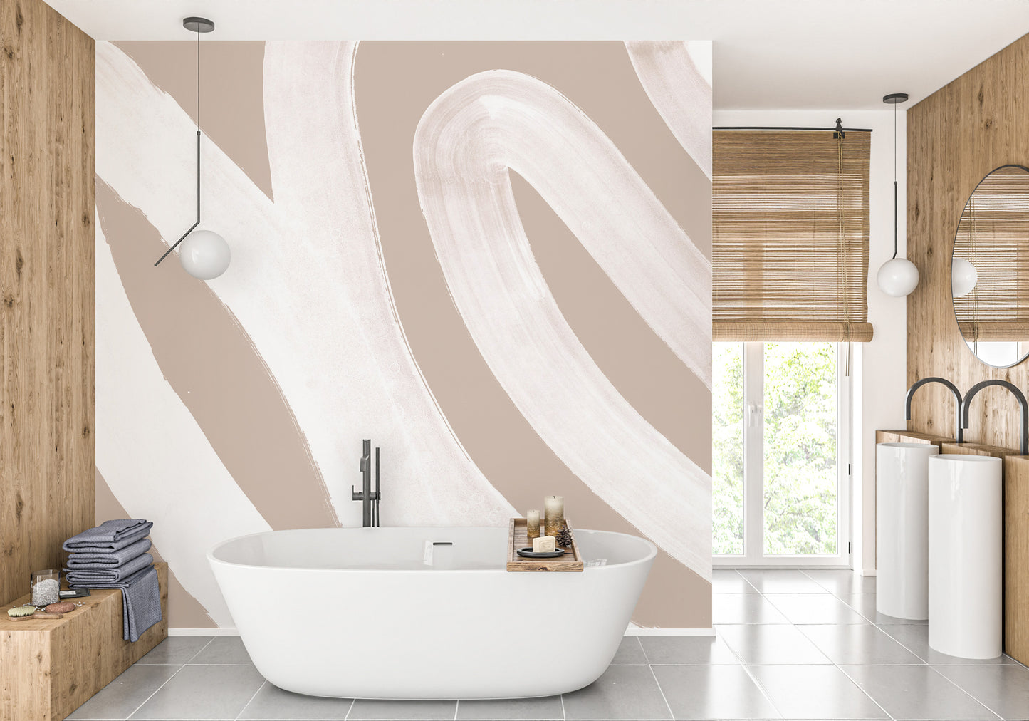 White Brush Stroke Wallpaper Mural