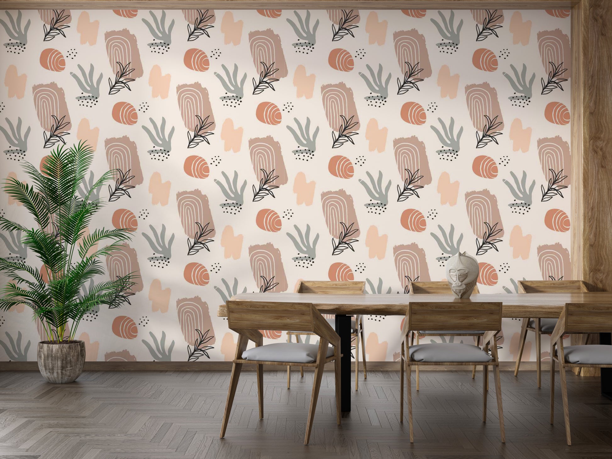 Abstract nature shapes in a trendy earthy watercolor wallpaper.