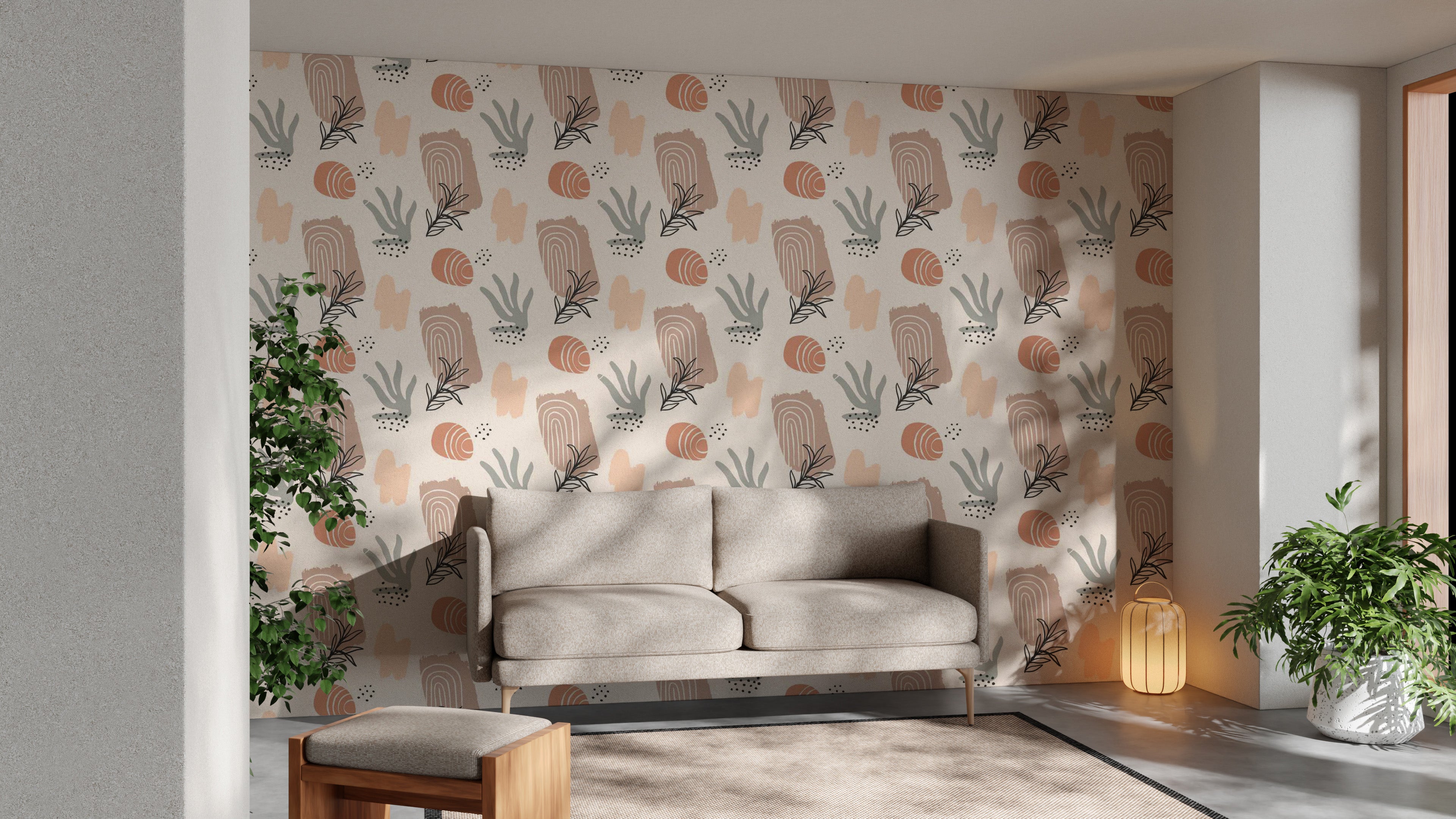 Nature-inspired wallpaper with trendy earthy watercolor designs.