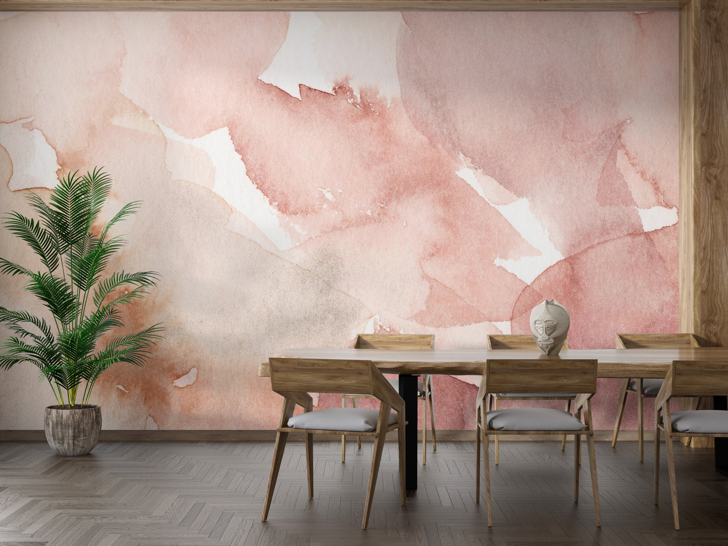 Feminine pastel watercolor artistic wallpaper for interiors.