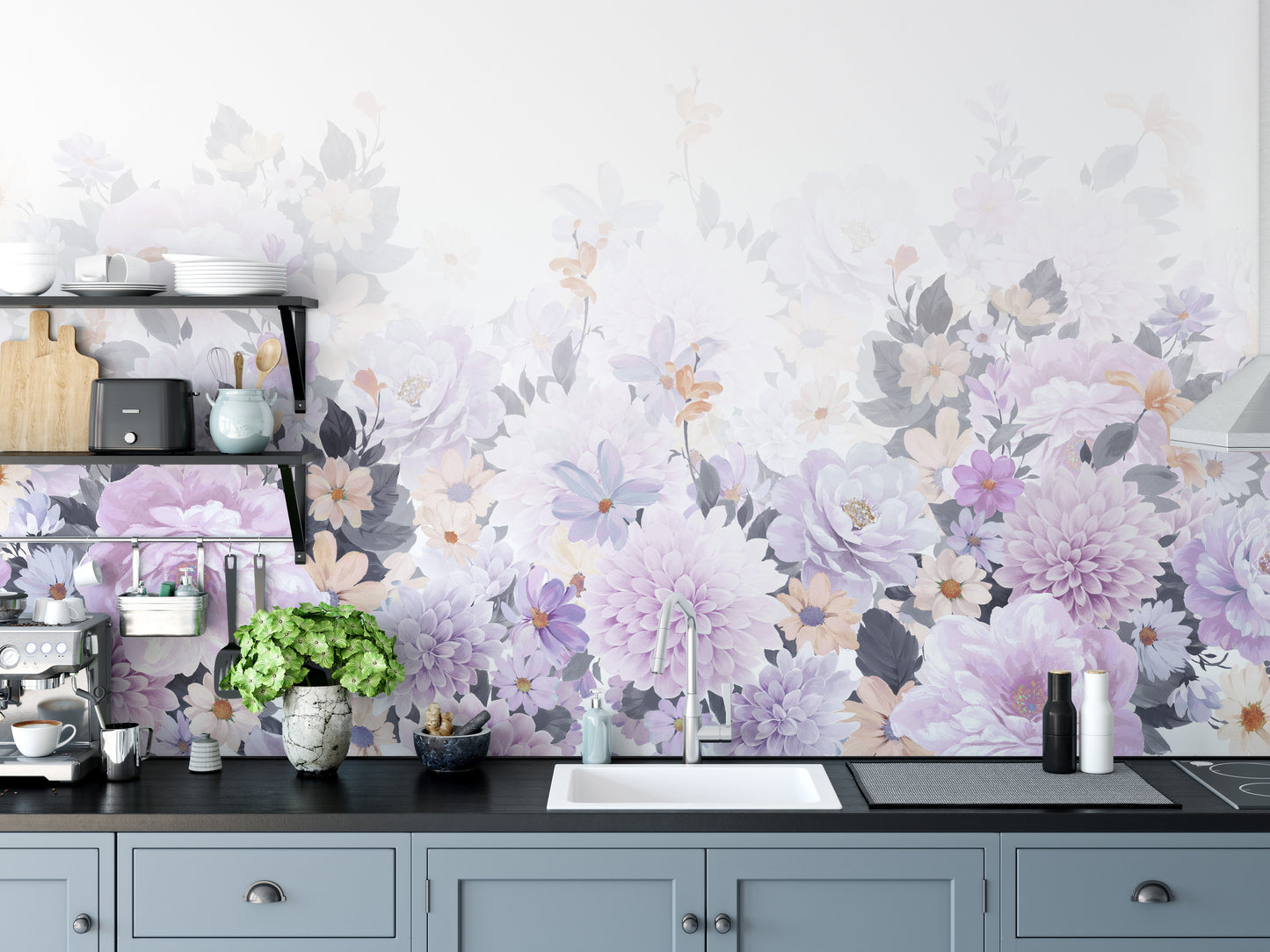 Beautiful Watercolor Peony and Rose Flower Wallpaper