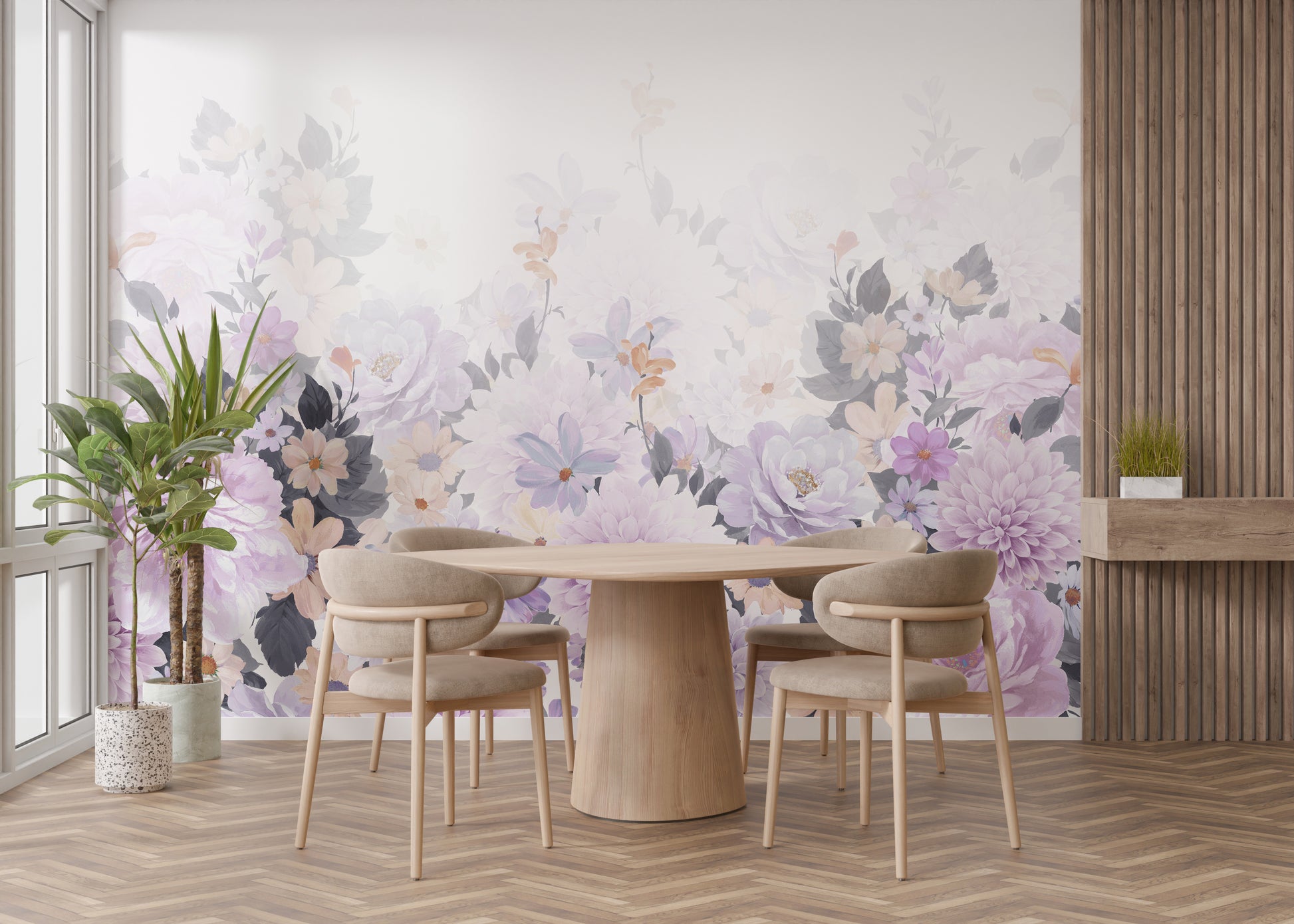 Delicate watercolor wallpaper for elegant walls.