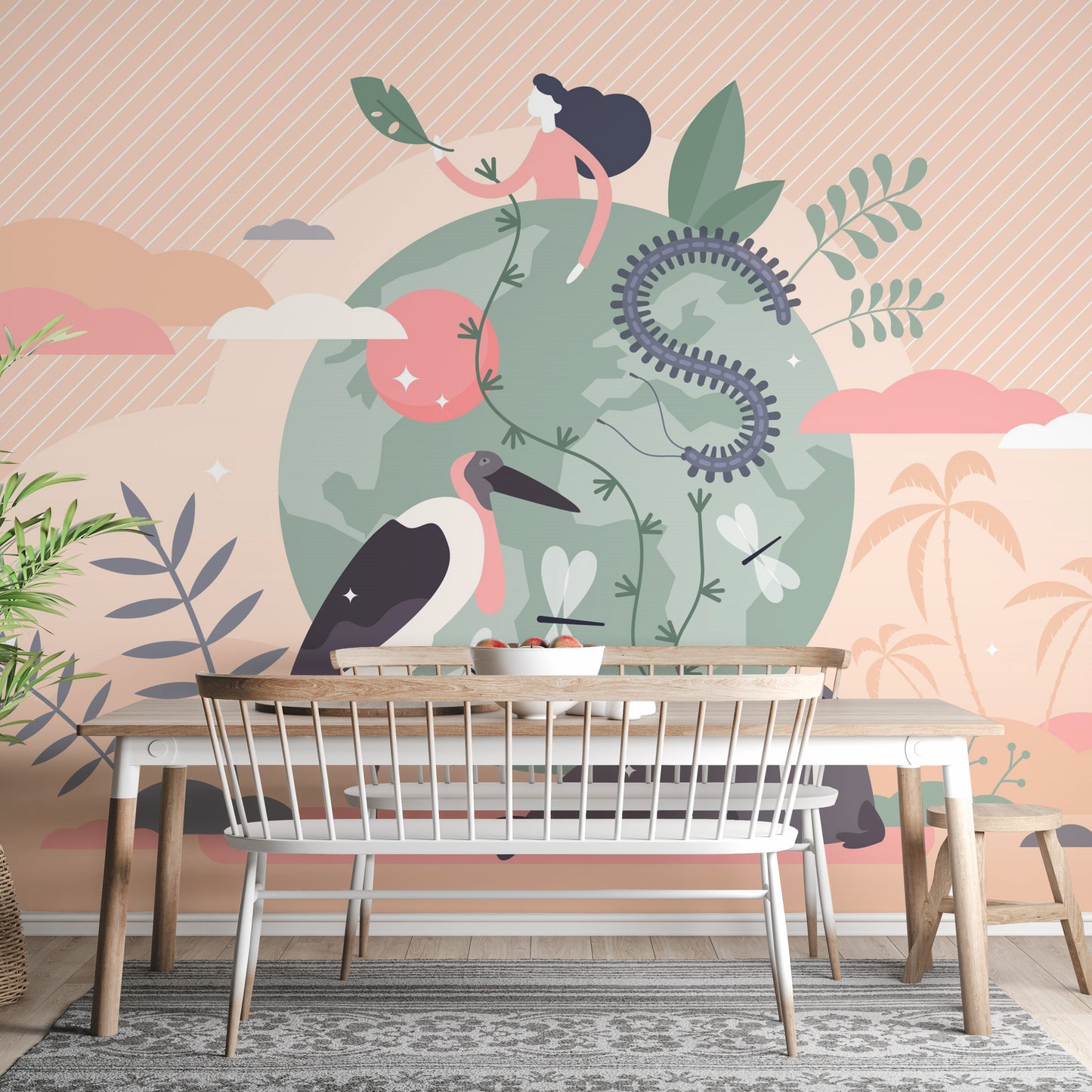 Wildlife Over Earth Wallpaper Mural