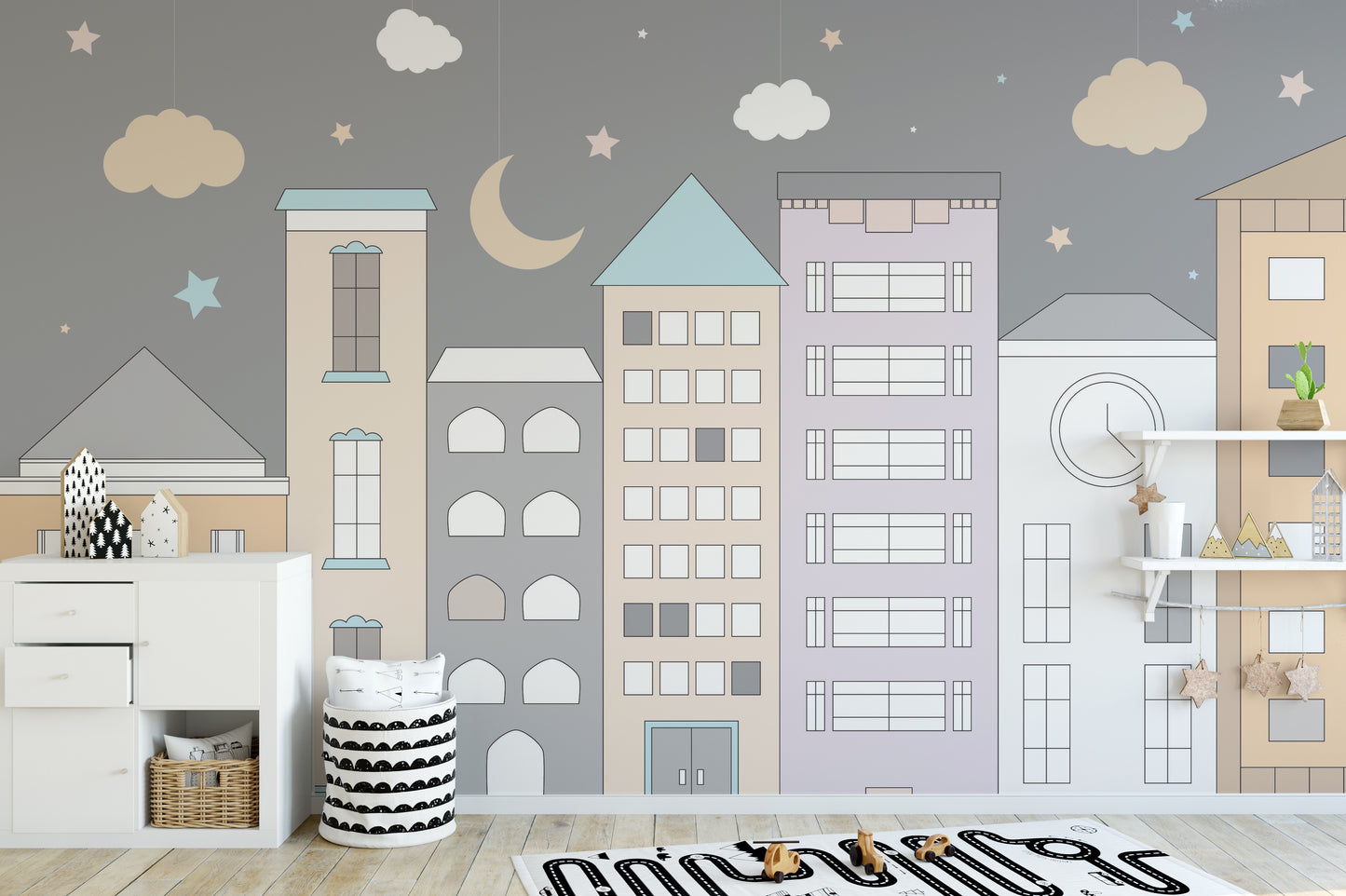 Kids Room Town Wallpaper