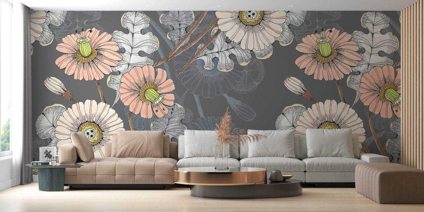 Sketch Flower Wallpapers Murals