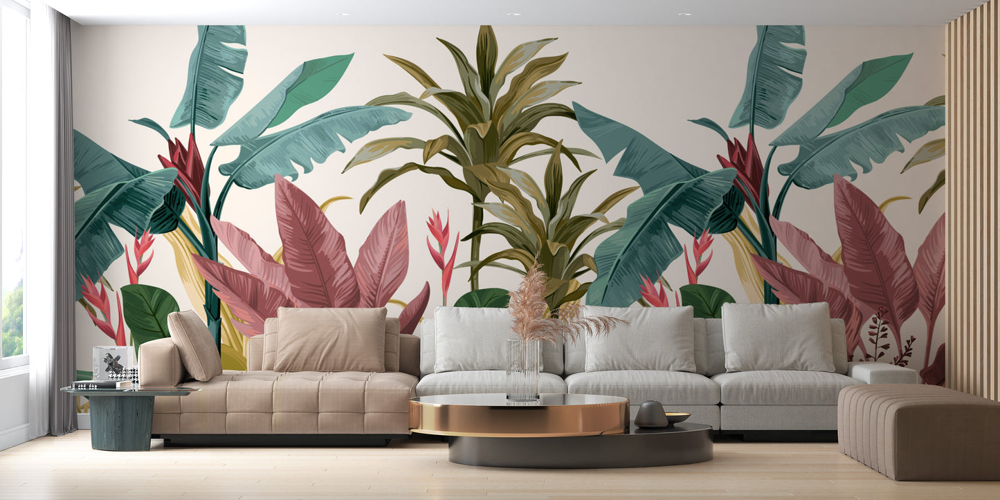 Beautiful Banana Leaves Wallpaper Mural