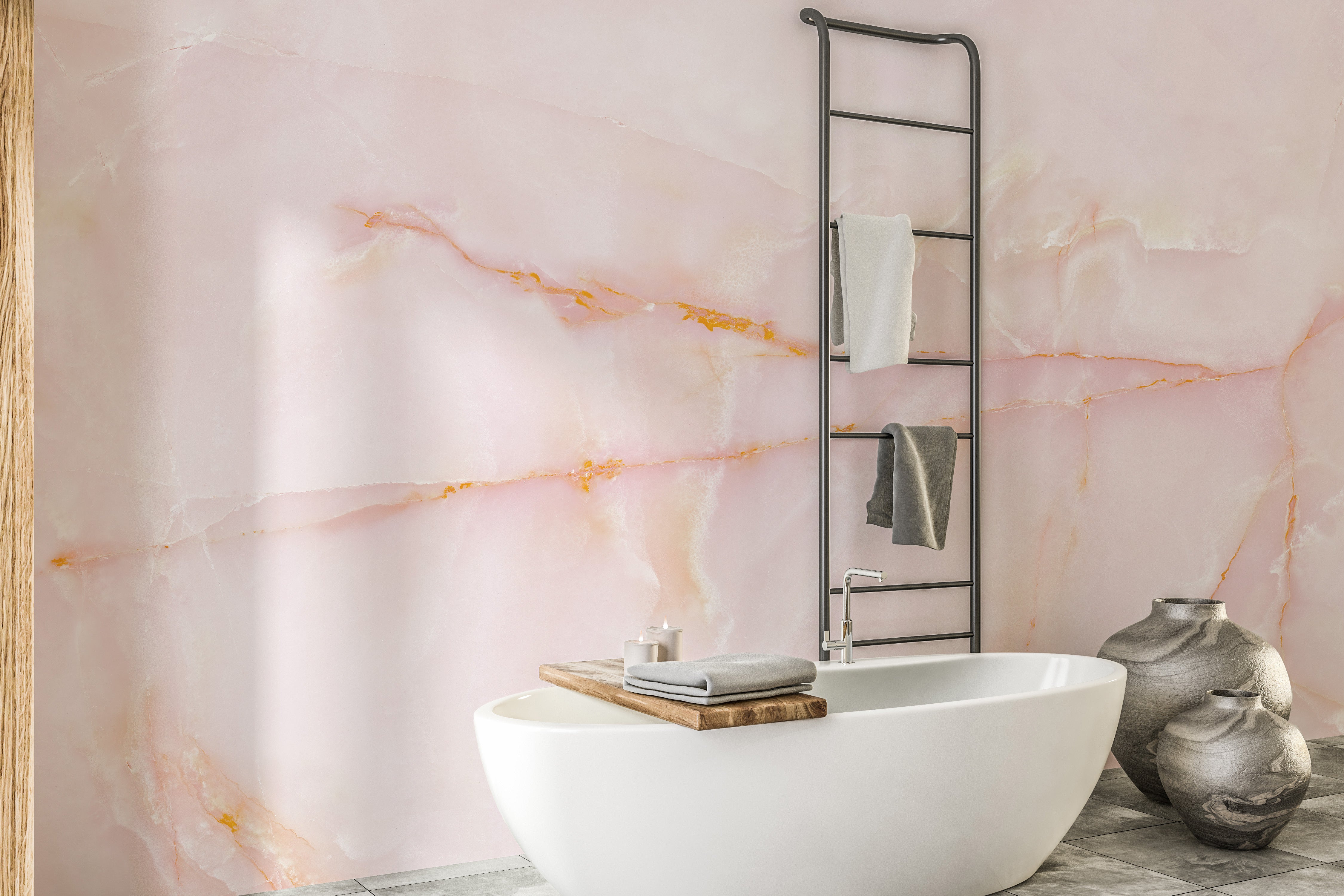 Natural Pink Marble Wallpaper for Modern Home Decor