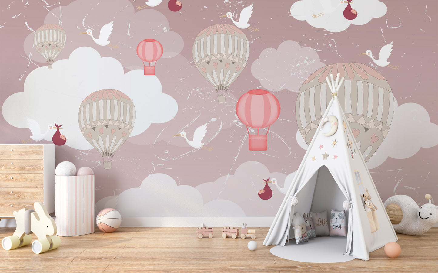 3D Hot Air Balloon Wallpaper Mural