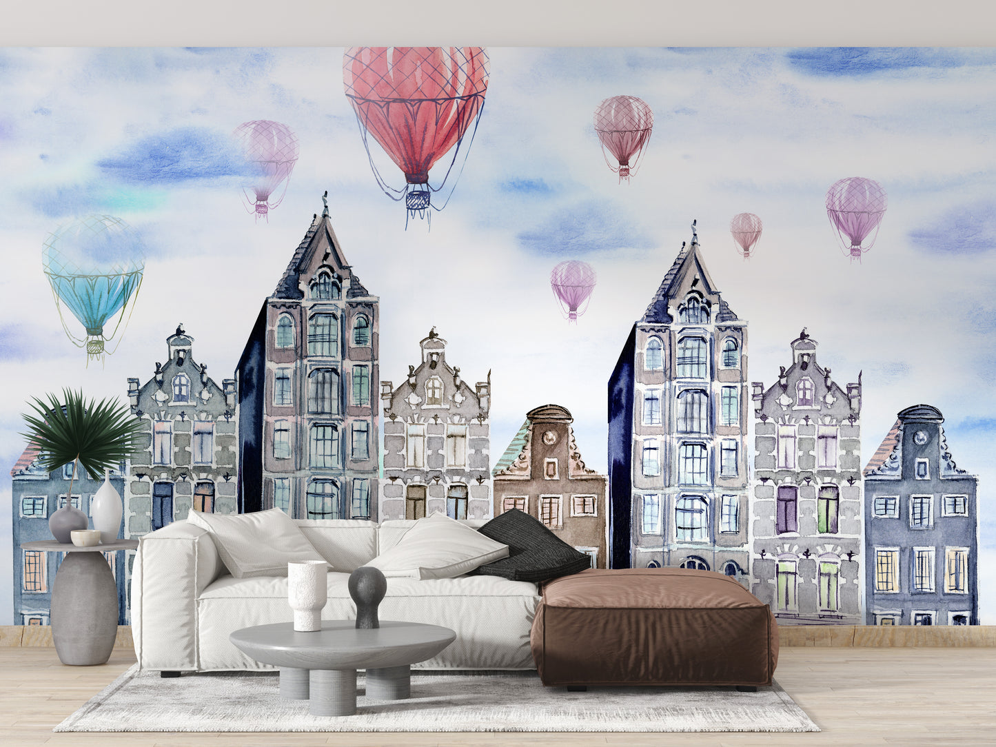 Watercolor Amsterdam Wallpaper Mural