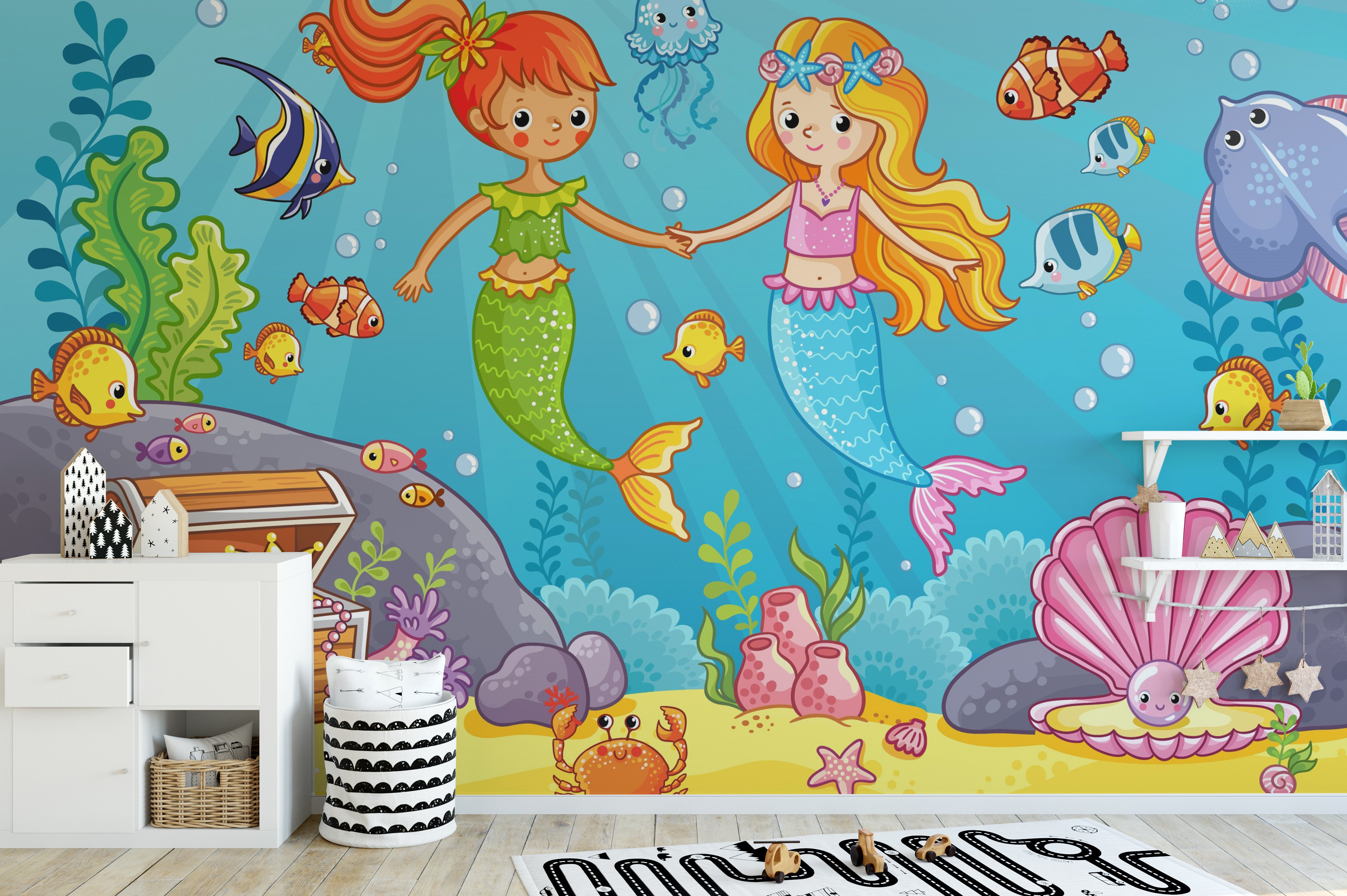 Underwater Mermaid Girlfriends Wallpaper for Bedrooms