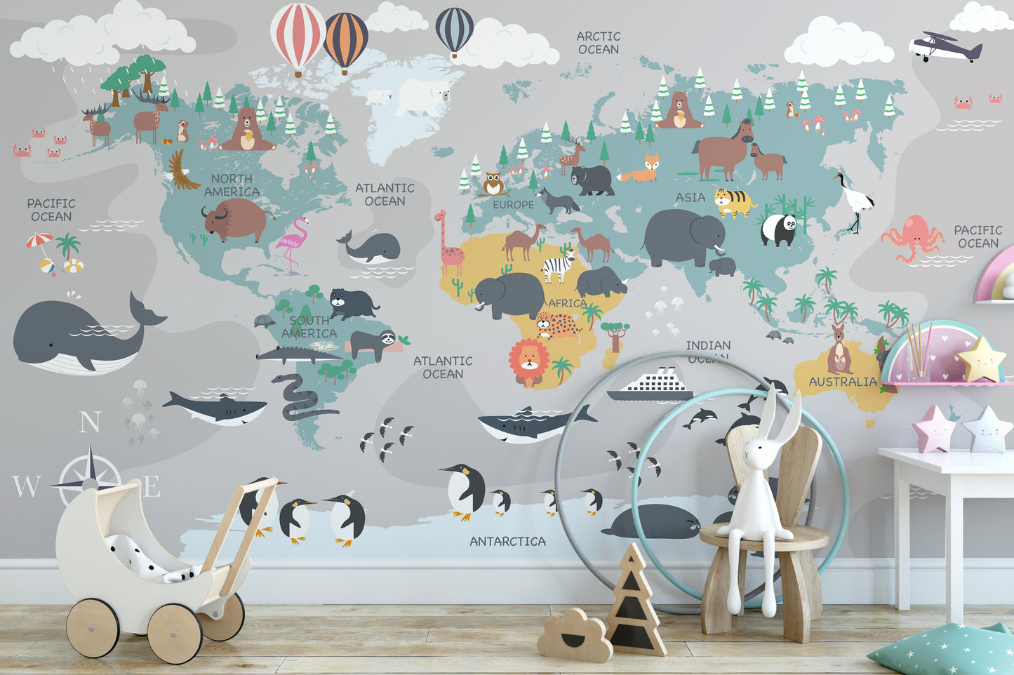 Children's World Map Wallpaper - Giffywalls