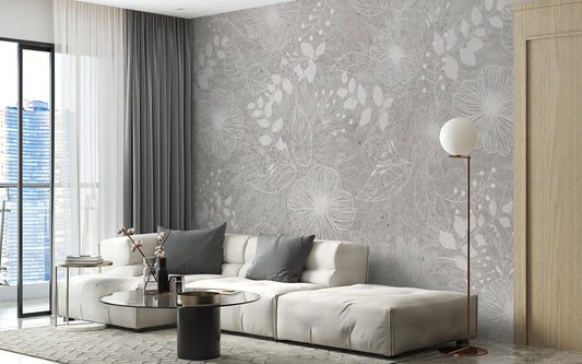 Elegant gray floral wallpaper design