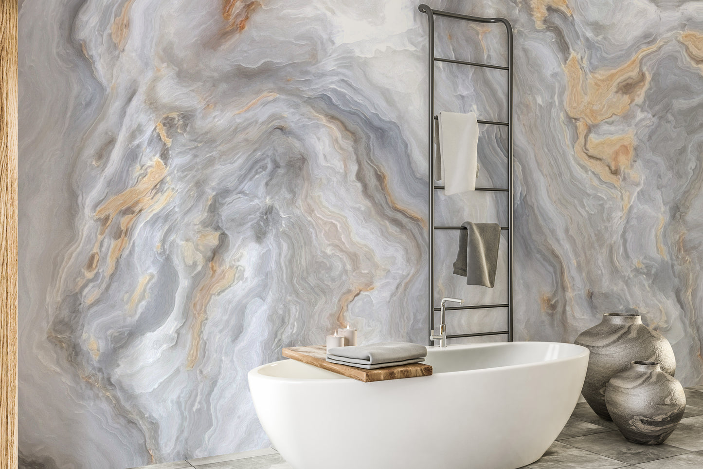 Luxurious grey marble effect wallpaper