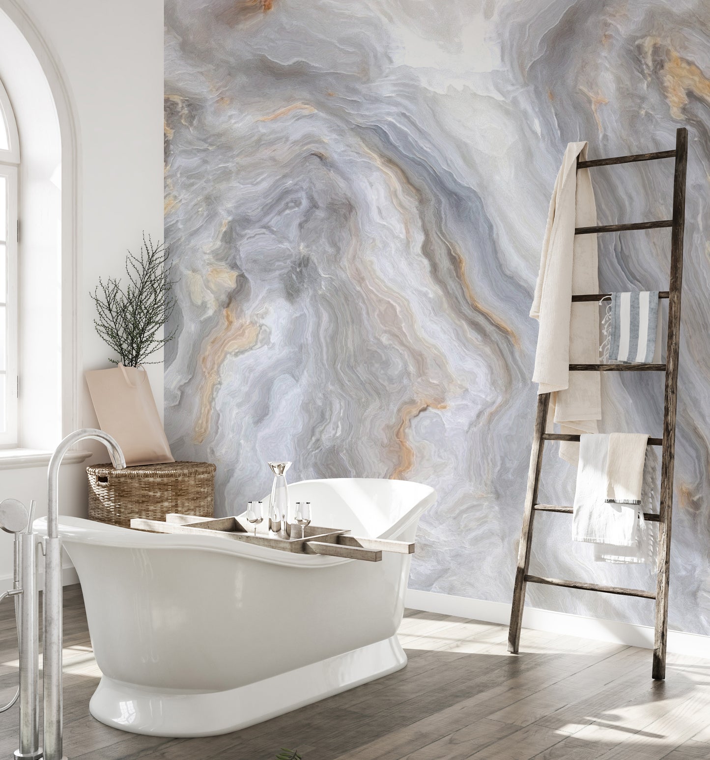 Grey Curly Marble Wallpaper Murals