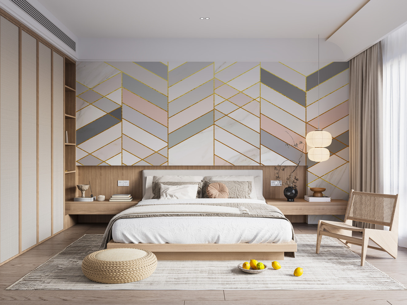 Geometric Shape Golden Effect Marble wallpaper murals - Giffywalls