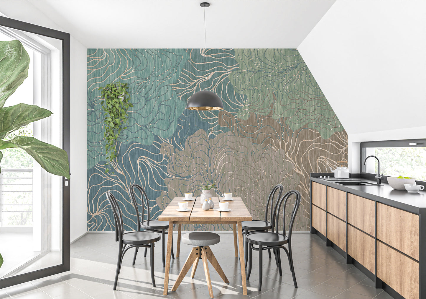 Abstract Wavy Pattern Wallpaper Mural