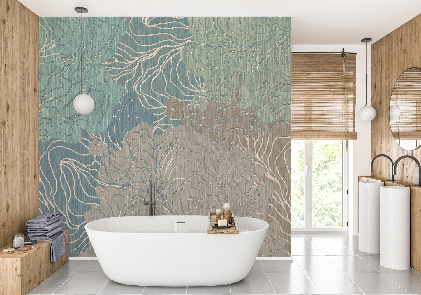 Abstract Wavy Pattern Wallpaper Mural