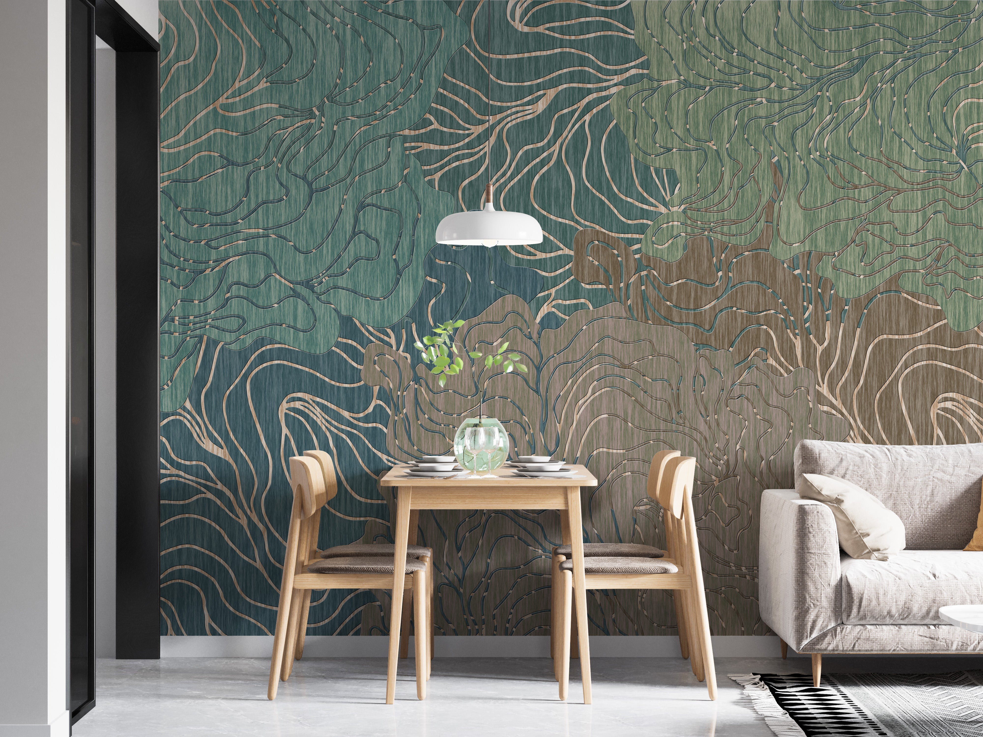 Modern abstract wavy wallpaper mural for dynamic home decor