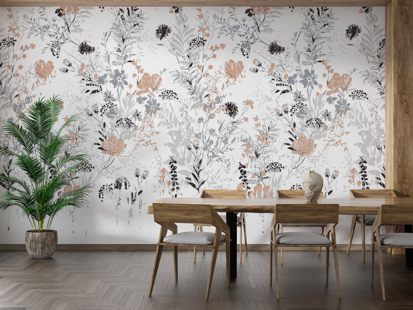 Retro Style Leaf Wallpaper Mural