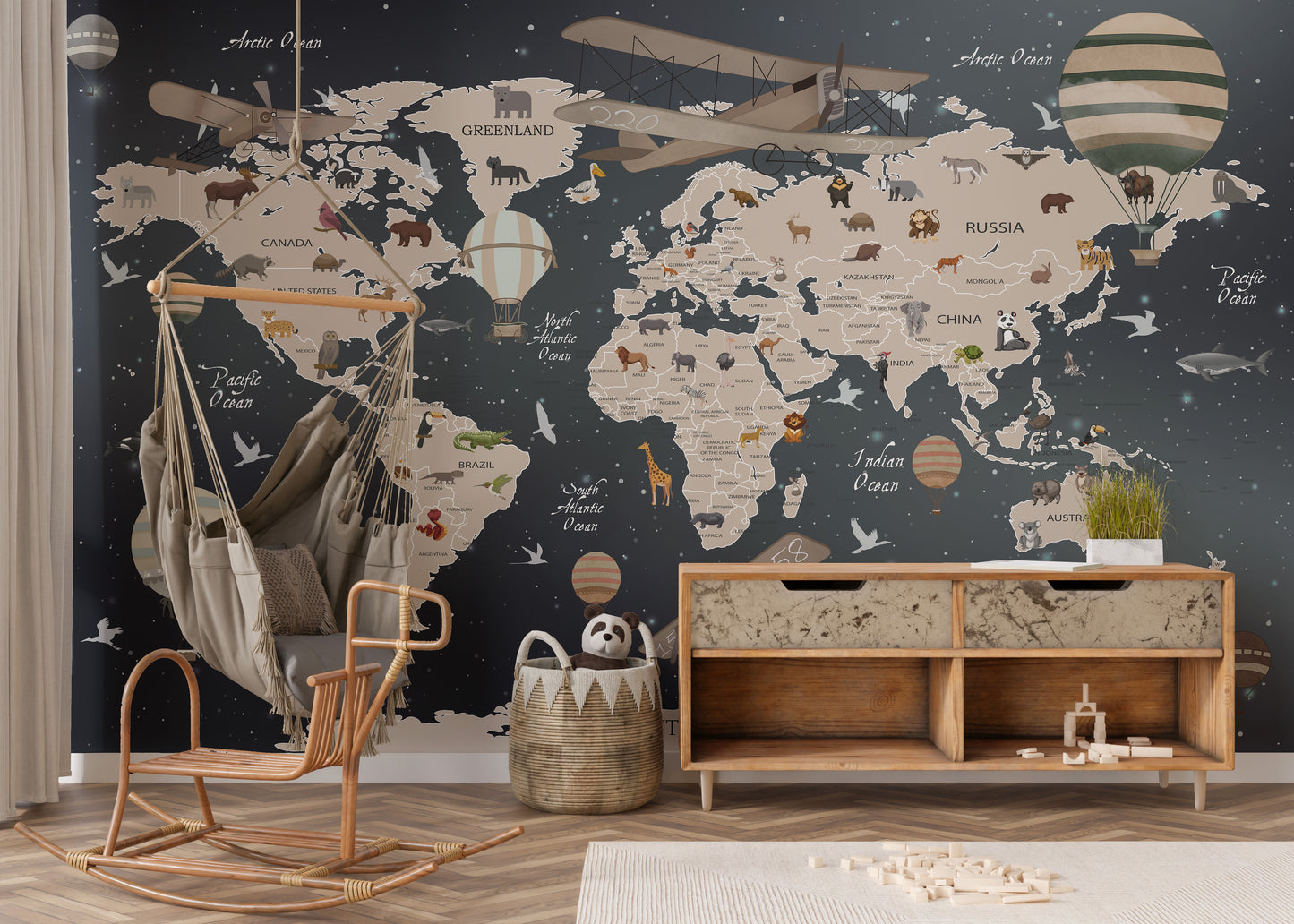 Animal map wallpaper for young explorers