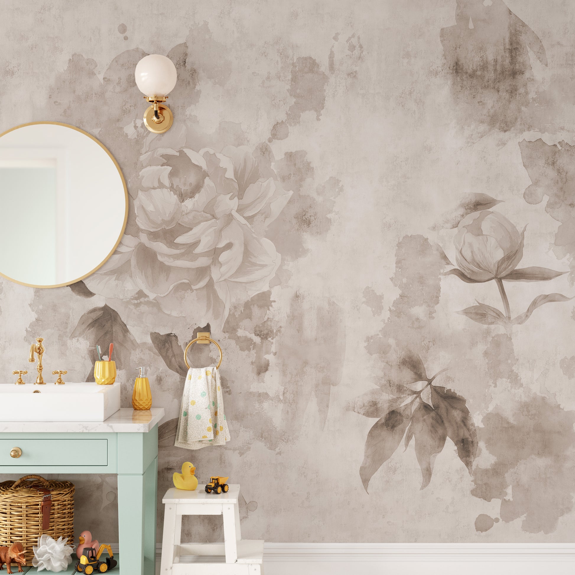 Elegant sepia tones in floral wallpaper