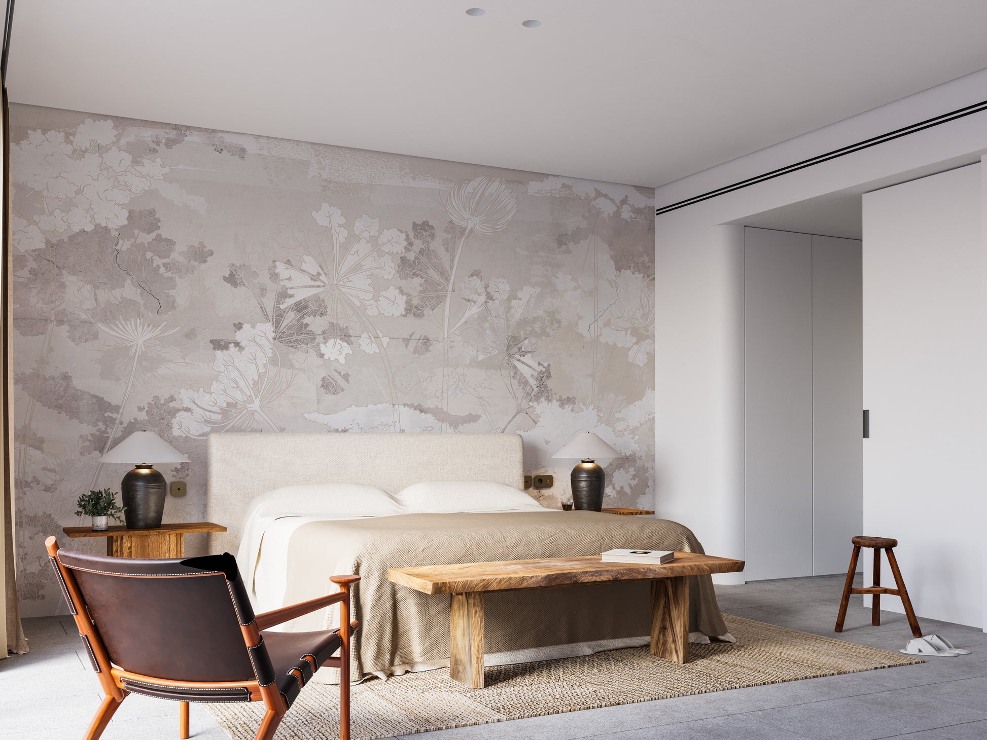 Wildflowers on brown concrete wallpaper murals - Giffywalls