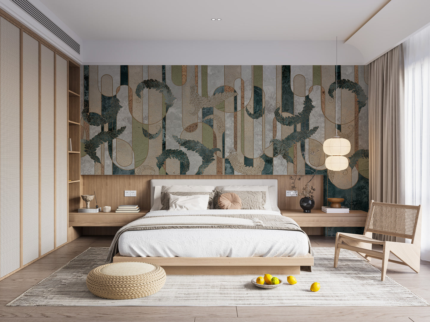 Geometry Green Concrete Wallpaper Murals