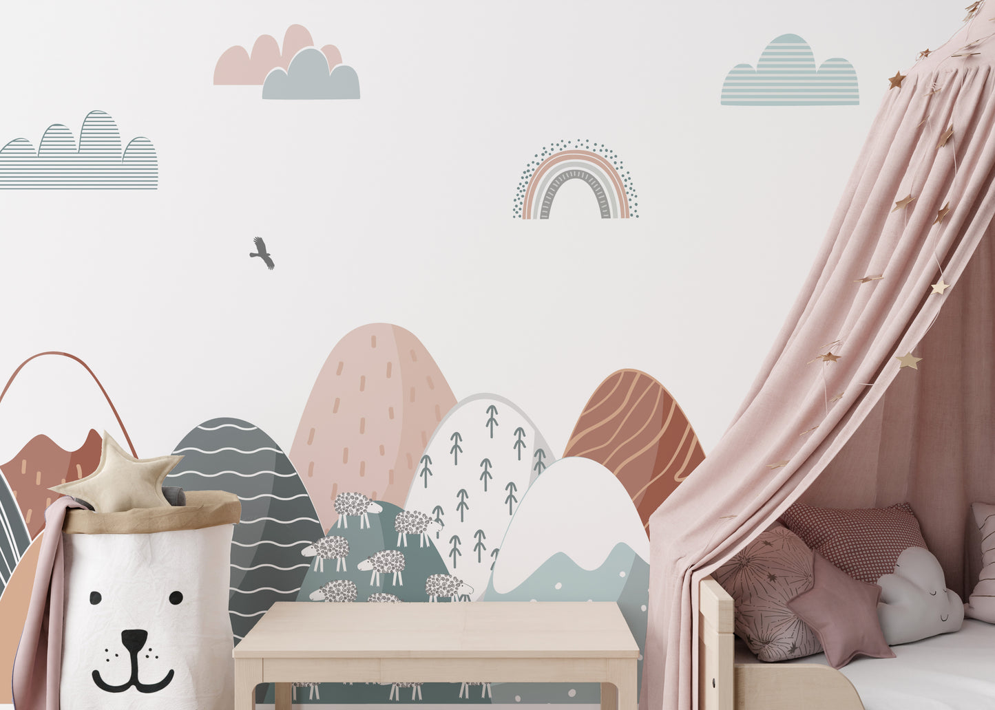 mountains wallpaper for playful decor