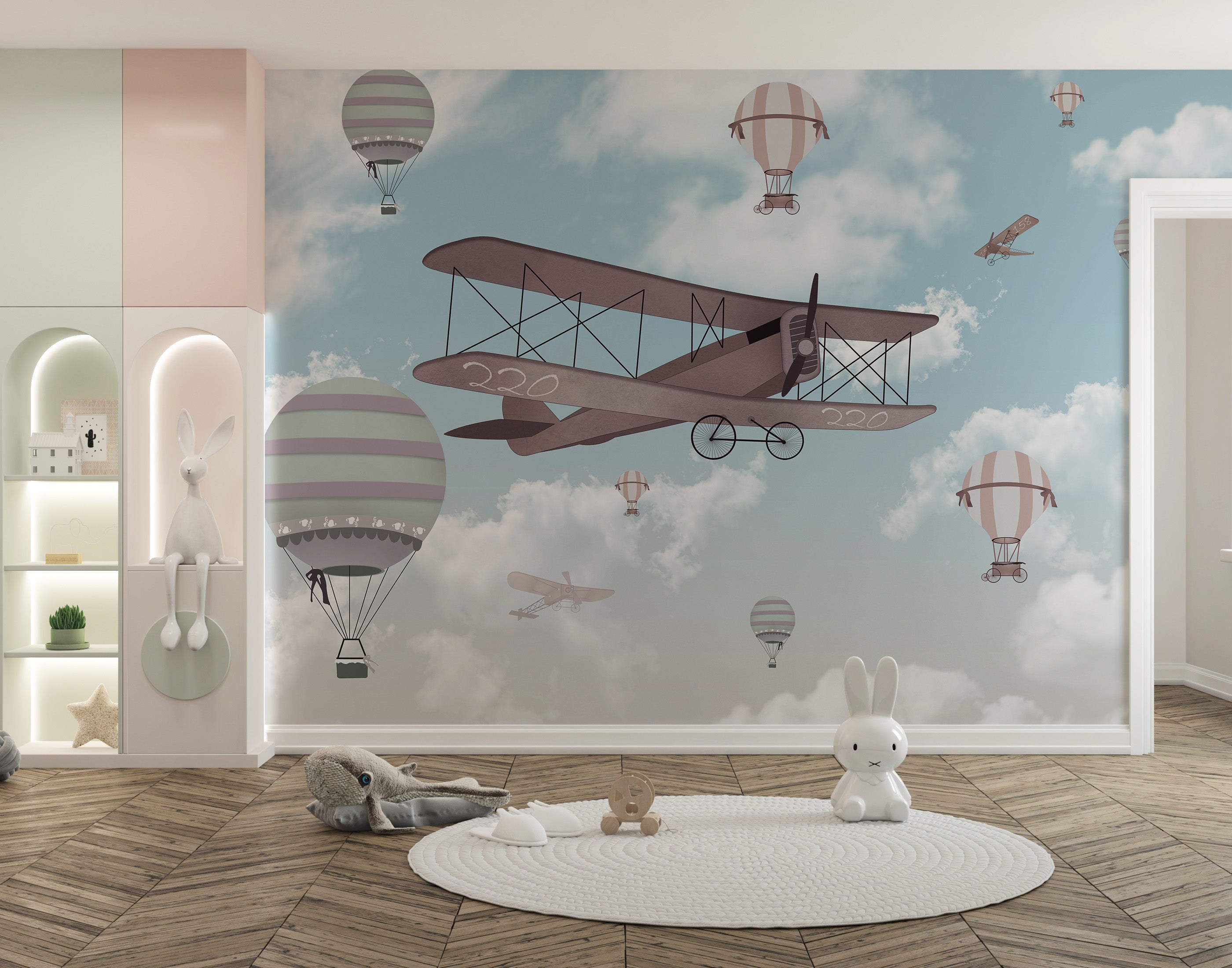 Whimsical hot air balloons wallpaper