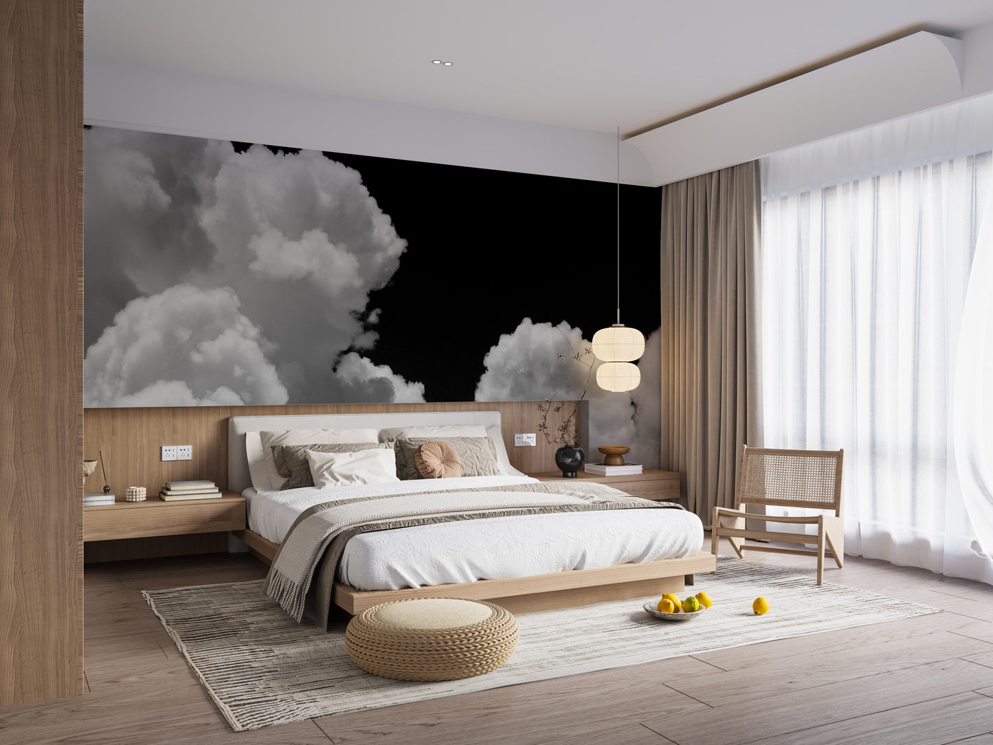 Black and white Clouds Wallpaper Mural