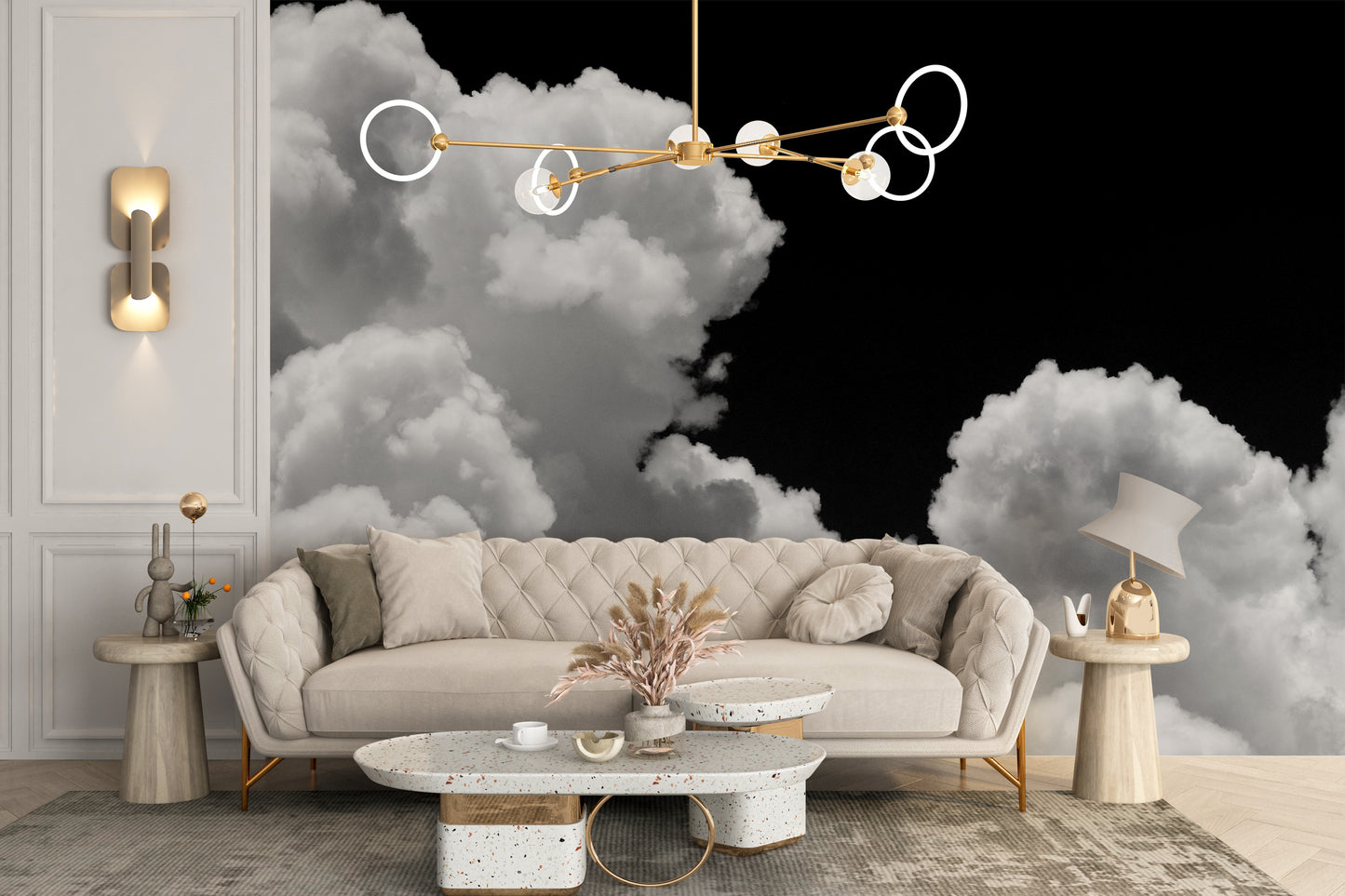 Black and white Clouds Wallpaper Mural