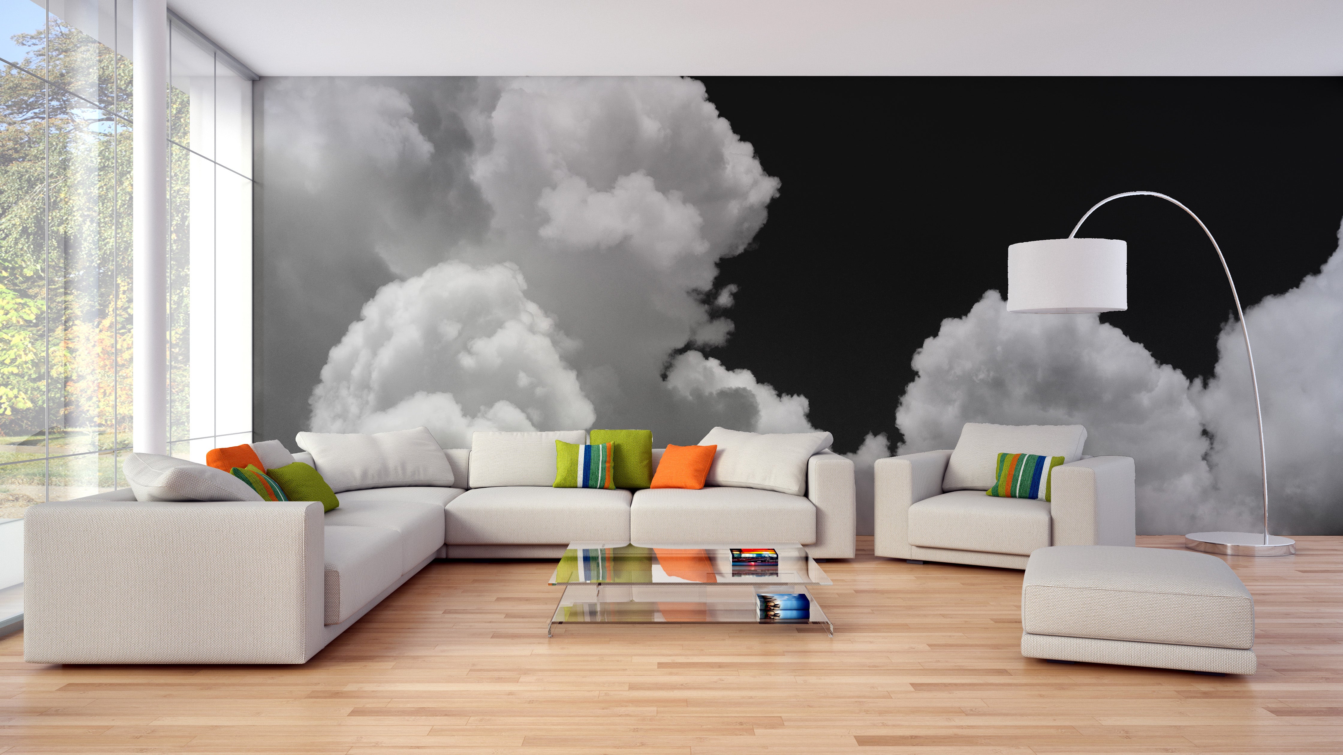 Black and white Clouds Wallpaper Mural - Giffywalls