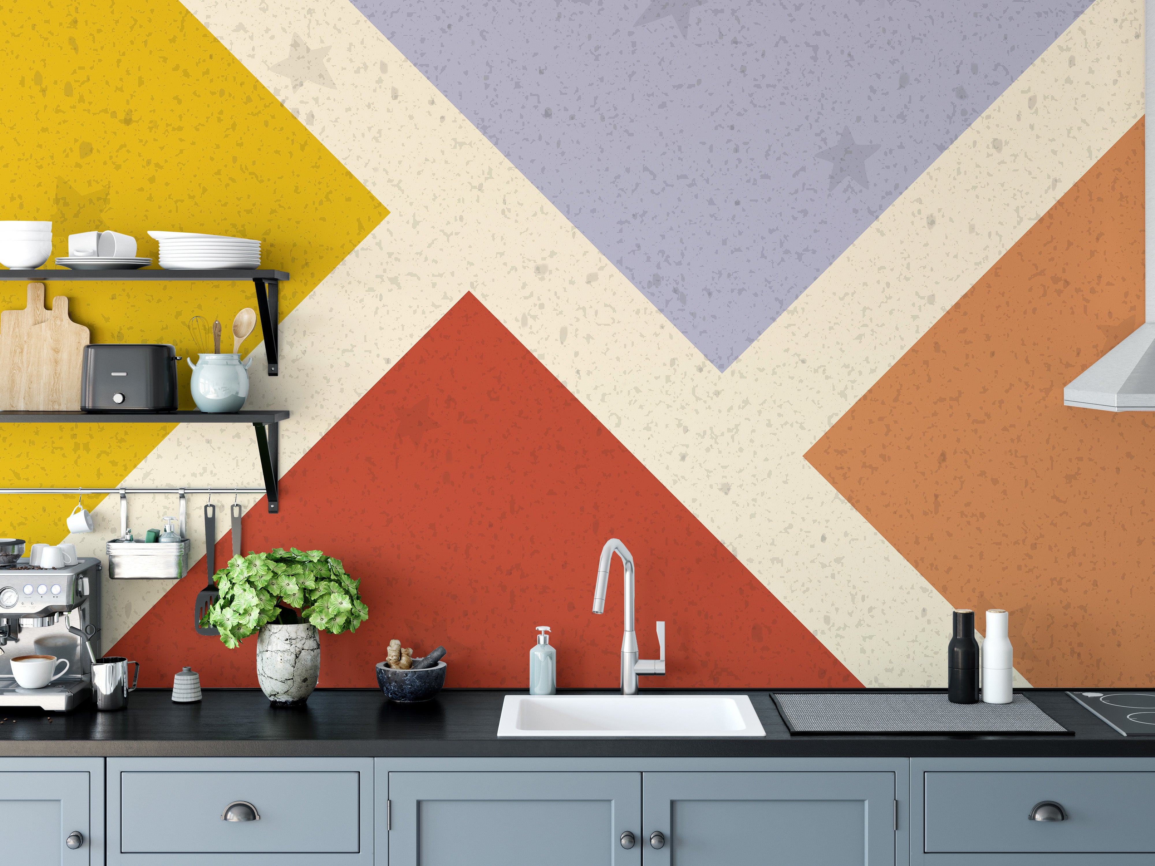 Bold geometric wallpaper with squares