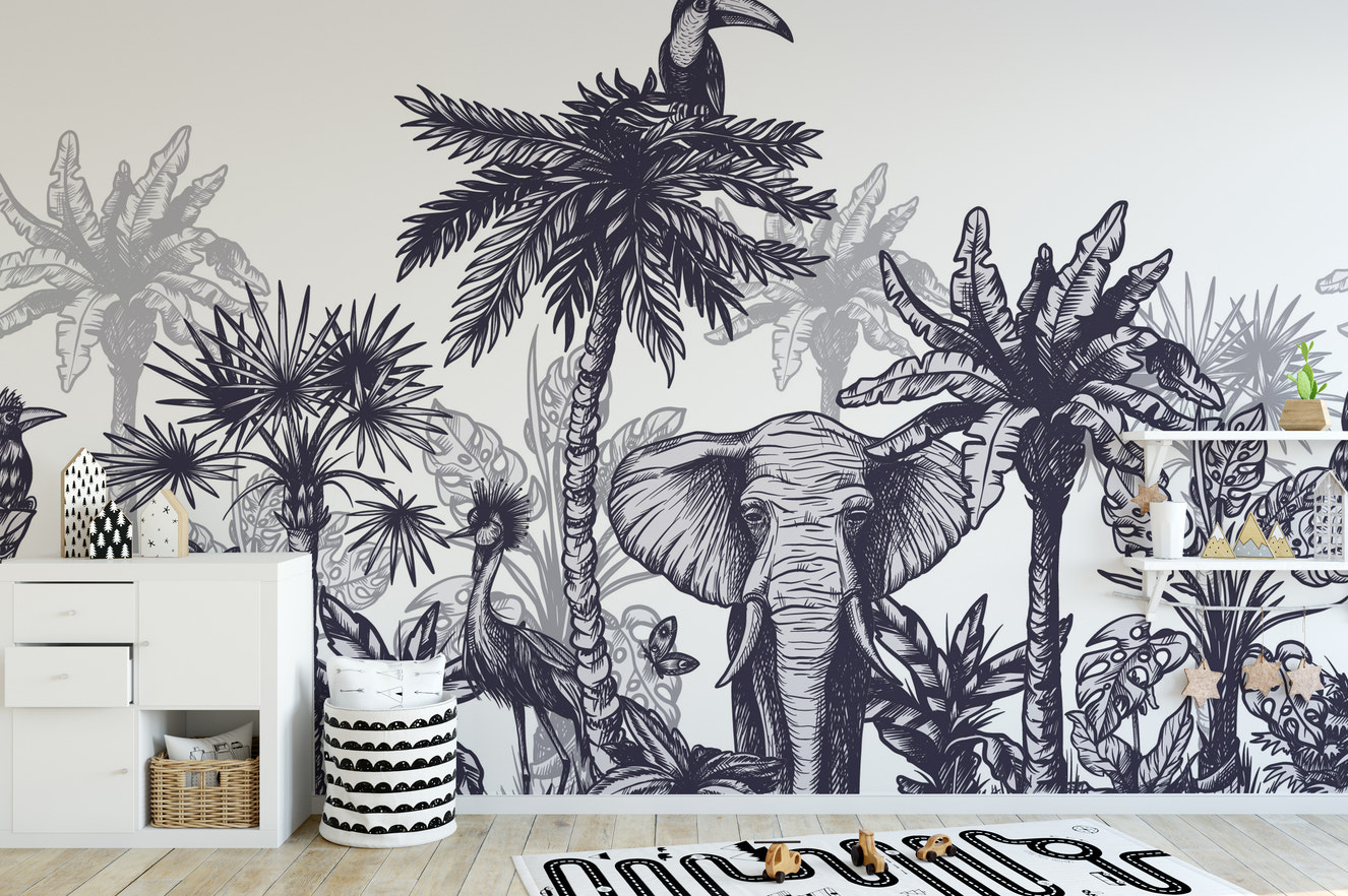 Elegant wildlife mural for nature lovers