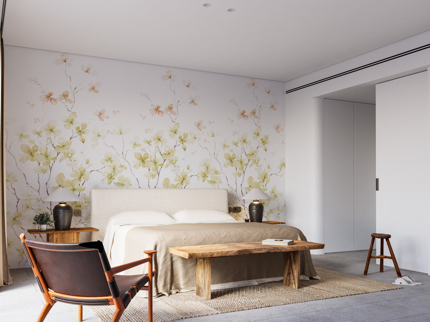 Watercolor yellow flower Wallpaper murals