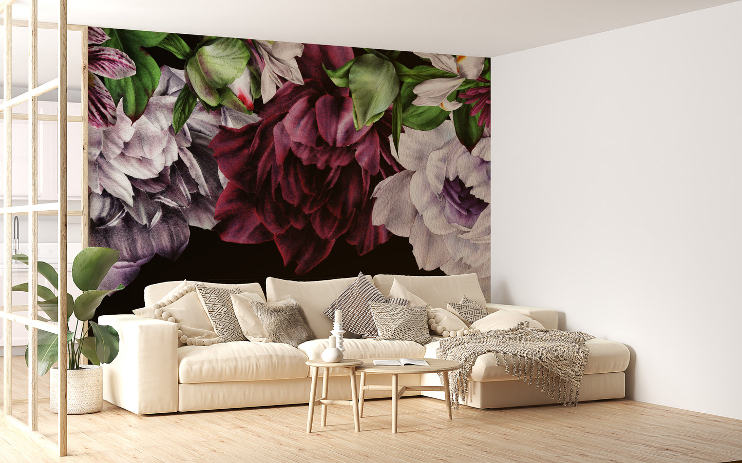 Dark Peonies flowers Wallpaper Murals