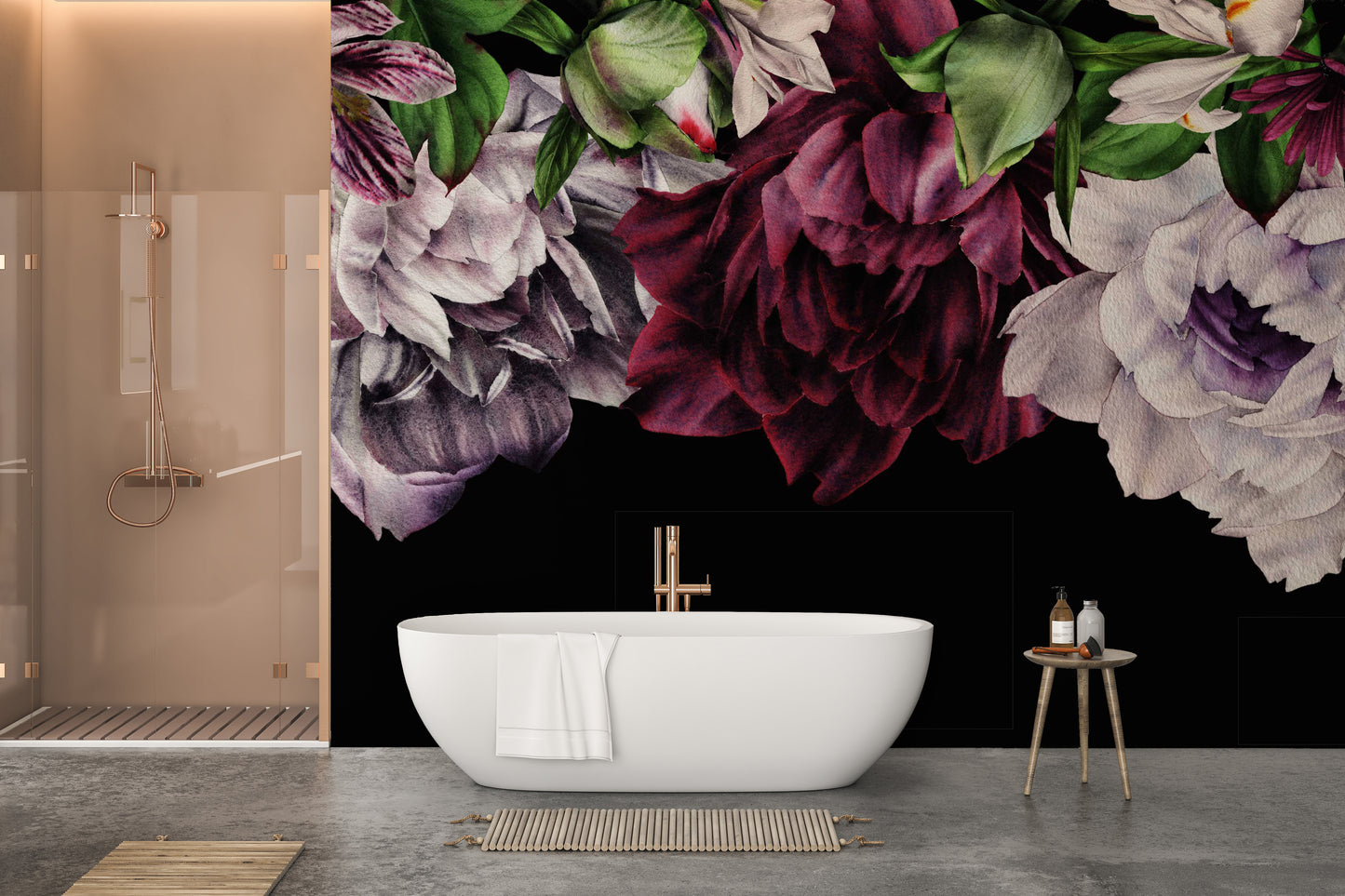 Luxurious dark peonies for wall 