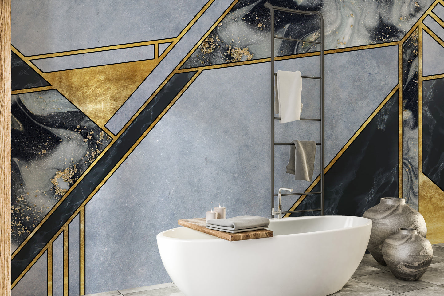 Luxury gold geometric marble wallpaper