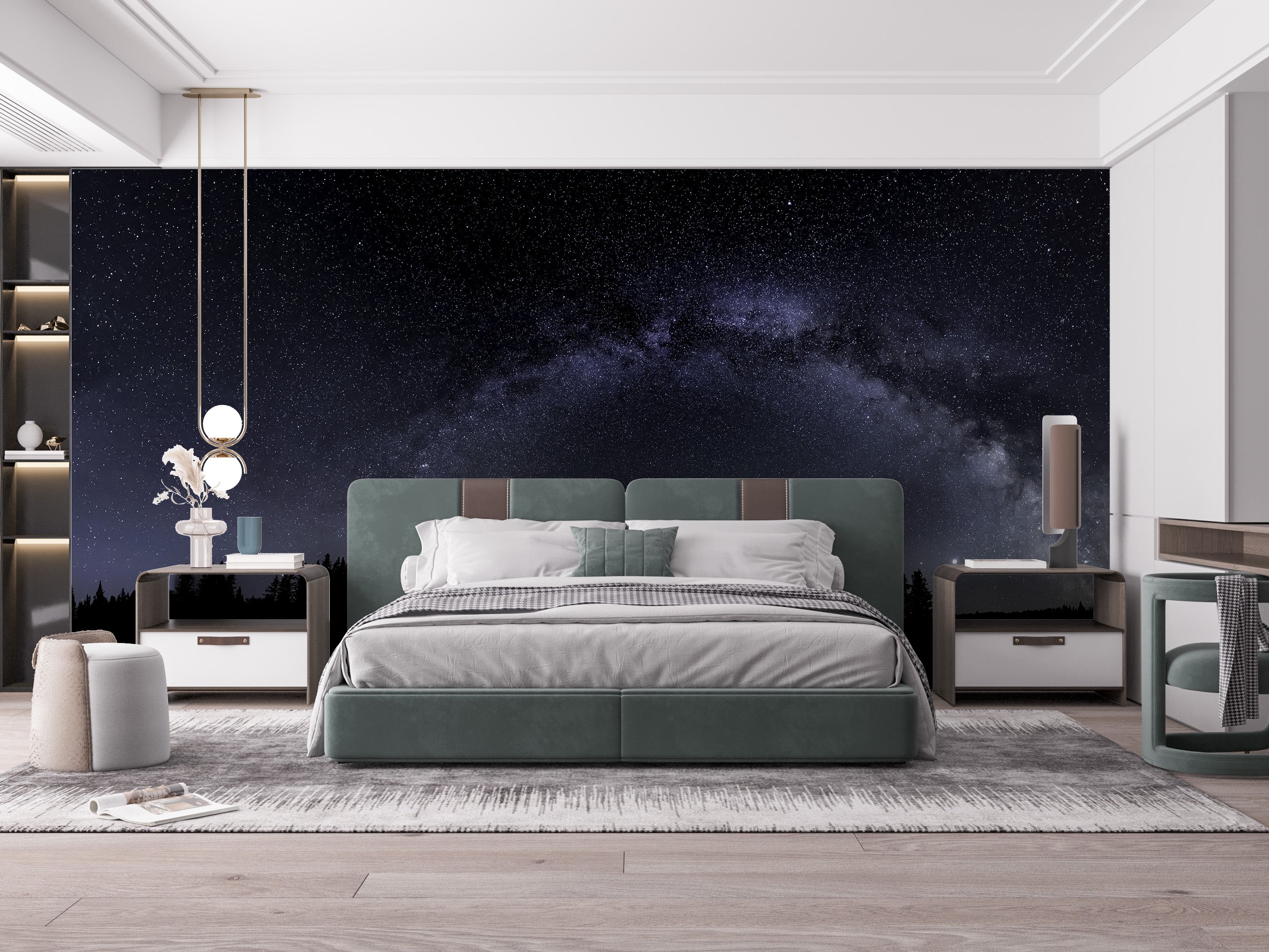 Starry night mural featuring the Milky Way
