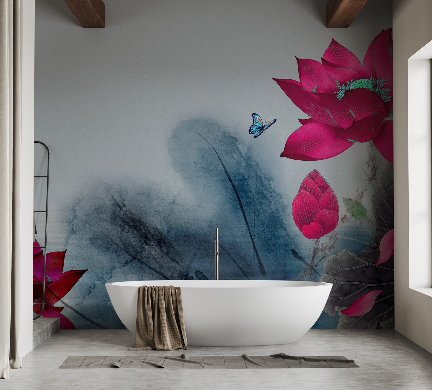 Red Water Lilies Wall Mural Wallpaper