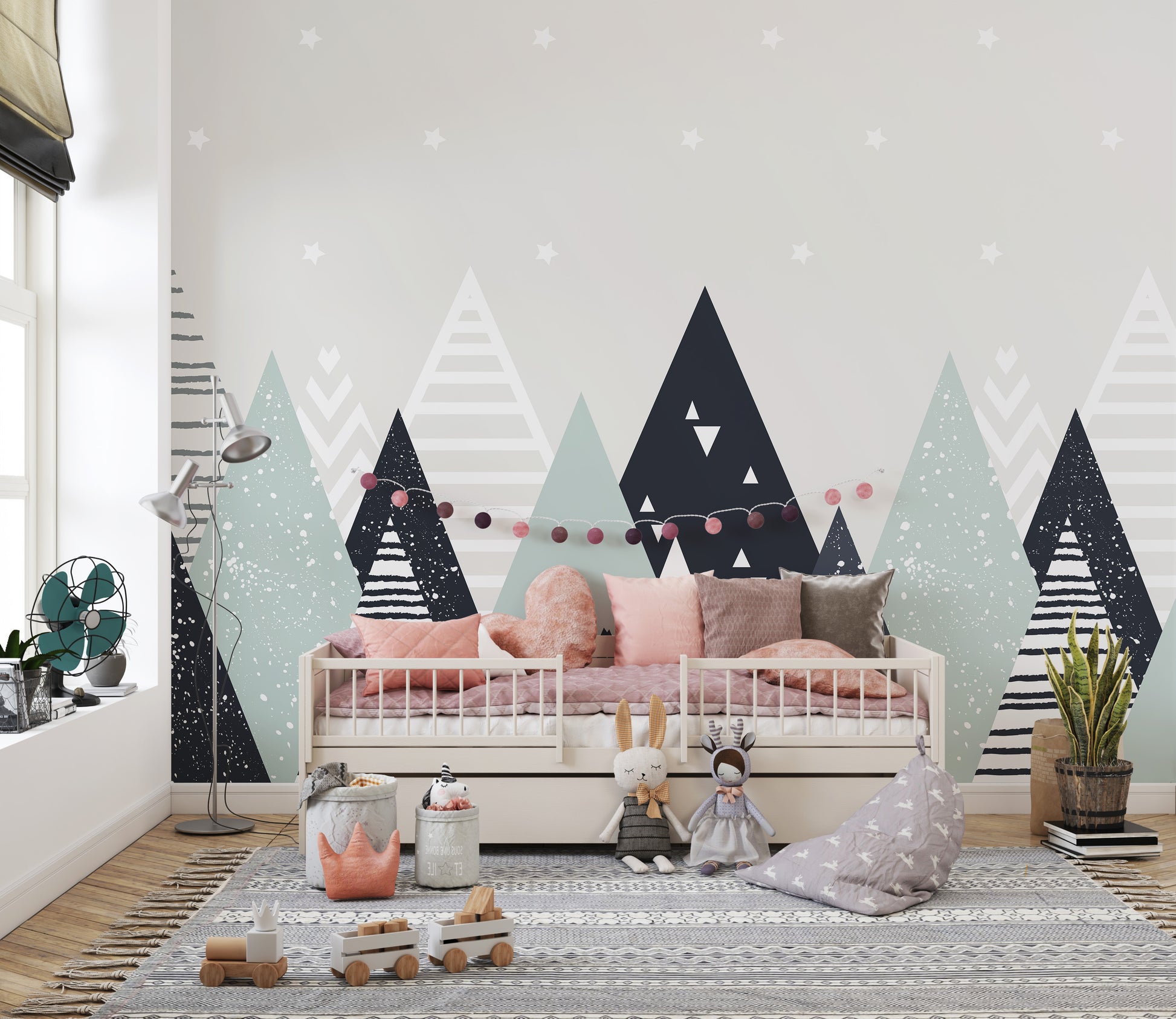 kids room geometric mountain removable peel and stick wallpaper